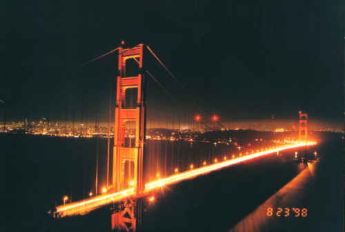 Ejszakai kep a Golden Gate-rol